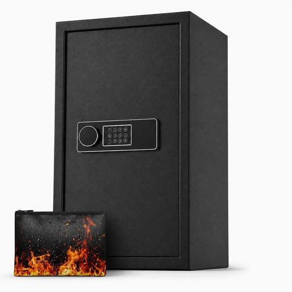 23.6 in Tall Large Safe Box for , Digital  Safe with Fireproof Document Bag, Two Removable Shelves, , Spare , Bolt-Down Design for Documents and Valuables