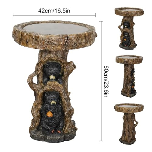 23.6”Tall Resin fiber Outdoor Bird Baths for Garden - Outdoor Standing Birdbath, Woodland Tree Trunk Decoration Yard Statue,Pedestal Birdbaths for Outdoors, Garden, Patio, Lawn, Ba