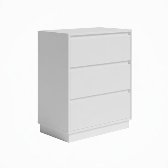 23.6 Width White 3 Drawer Modern Nightstand - Large Wood Bedroom Side Table