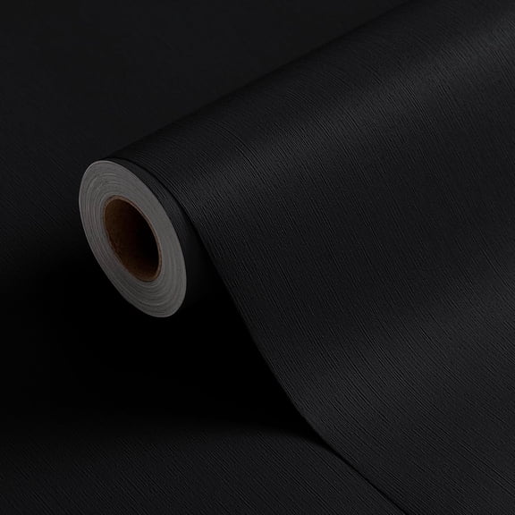 23.6" X 393" Black Wallpaper Peel and Stick Contact Paper Solid Textured Self Adhesive Removable Thick Vinyl Film Roll for Cabinets Bedroom Wall Decoration