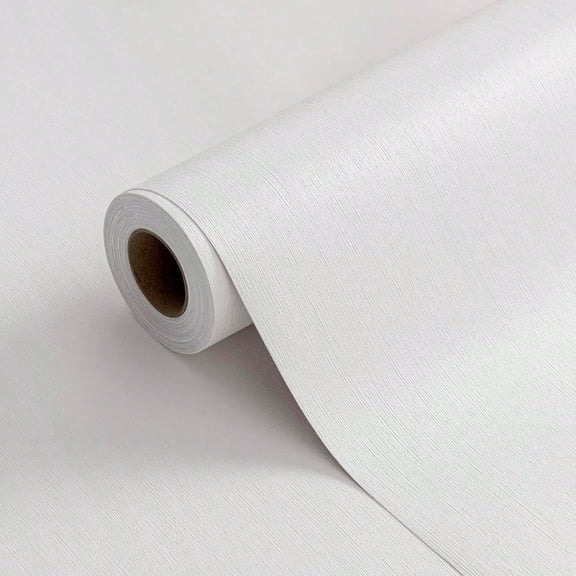 23.6 X 393 White Wallpaper Peel And Stick Contact Paper Solid Textured Self Adhesive Removable Thick Vinyl Film Roll For Cabinets Bedroom Wall Decoration
