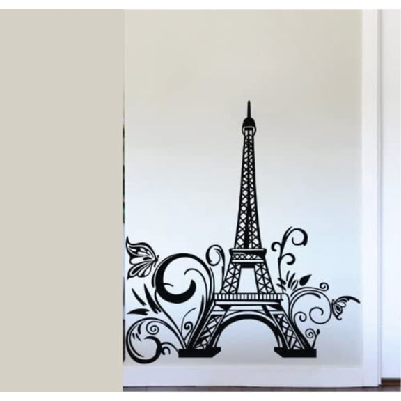 23.6" X 42.5" Large Black DIY Paris Eiffel Tower Wall Decals Mural Removable Vinyl Wallpaper Decal Mural for Living Room Bed Room Stairs Study Decoration