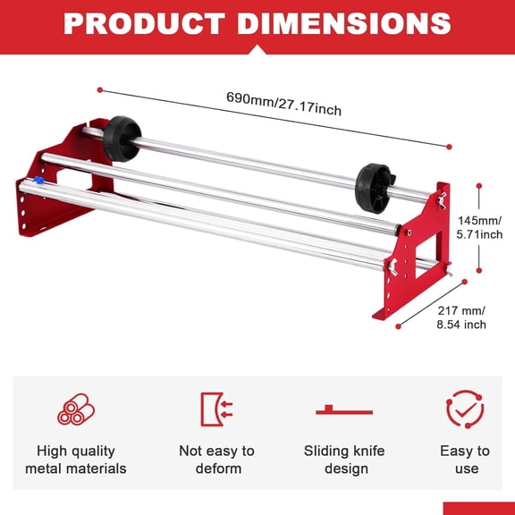 23.6 inch Table Stretch Film Dispenser, Wall Mount Stretch Film Packing Machine, Manual Cling Wrap Roll Dispenser with Cutter for Packaging, Moving and Shipping