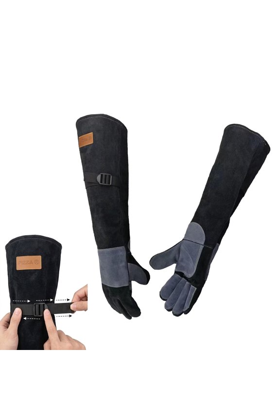 23.6 Inches Leather Animal Handling Gloves, Multipurpose Pet Glove for Grabbing Reptile, Grooming, Puncture & Scratch Resistant, Bite Proof for Cat Dog Bird Falcon Livestock Snake