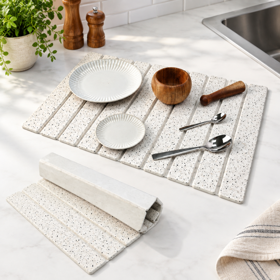 23.6 inches x 15.4 inches Spotted Pattern Stone Diatomaceous Earth Countertop Drying Mat