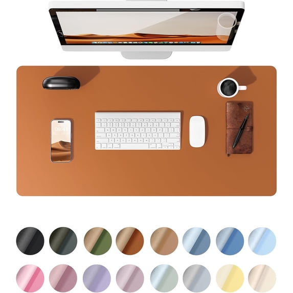 23.6" x 13.8" Leather Desk Pad Protector, Office Desk Mat, Large Mouse Pad, Non-Slip PU Leather Desk Blotter, Laptop Desk Pad, Waterproof Desk Writing Pad for Office and Home