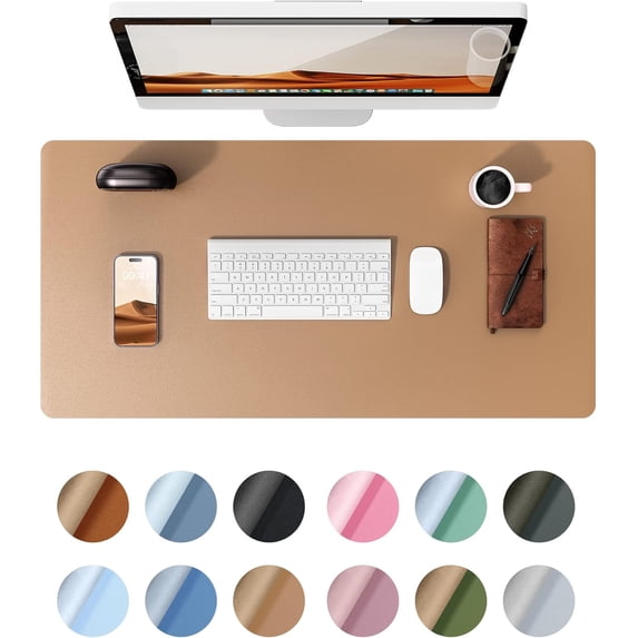 23.6" x 13.8" Leather Desk Pad Protector, Office Desk Mat, Large Mouse Pad, Non-Slip PU Leather Desk Blotter, Laptop Desk Pad, Waterproof Desk Writing Pad for Office and Home
