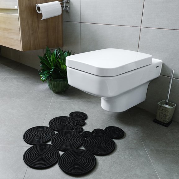 23.6 x 15.7 Inch Double Sided Woven Boho Jute Bath Mat, Handmade Washable Modern Bathroom Floor Rug for Bathroom Decor