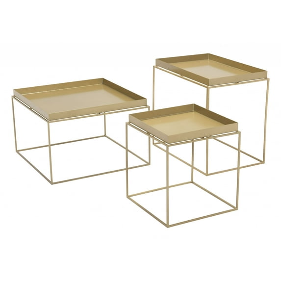 23.6" x 23.6" x 15.7" Gold, Steel, Nesting Table