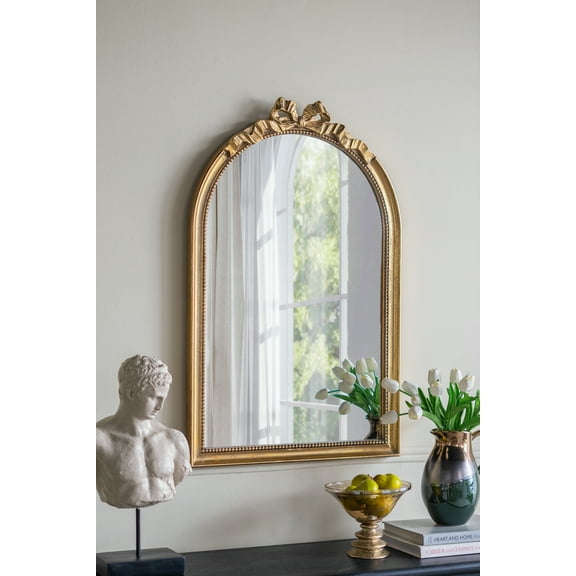 23.6" x 37.3" Baroque Style Gold Arch Mirror