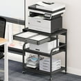 thumbnail image 1 of POAO Large Printer Stand with Drawer, 5-Adjustable Heights 3 Tier Table with Wheels, Rolling Printer Cart with Storage for Home Office, 1 of 9