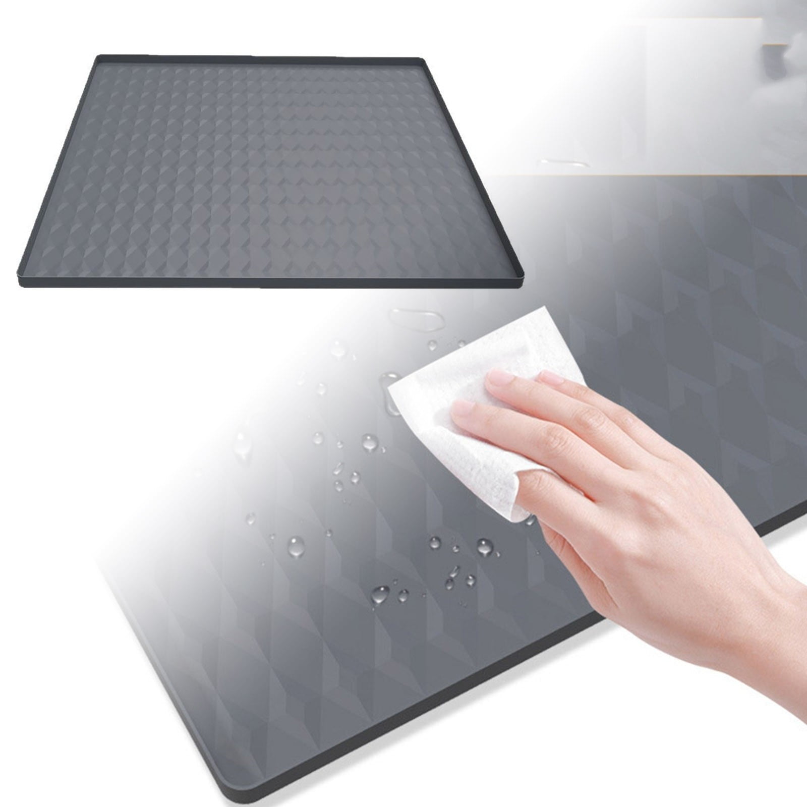 23.6"x23.6" Silicone Mini Fridge Mat - Non- Pan with Raised Edges to Prevent Leaks & Protect Floors from Water Damage - Easy Clean Under Refrigerator Tray