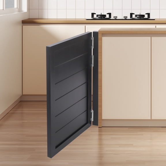 23.6"x35.4" Swinging Cafe Door, Interior Solid Wood Swing Door with 3 Spring Hinges Retro Porch Single Half Saloon Door, Louvered Auto Close for Kitchen, Bar, Shop, Hallway, Aisle (Black)