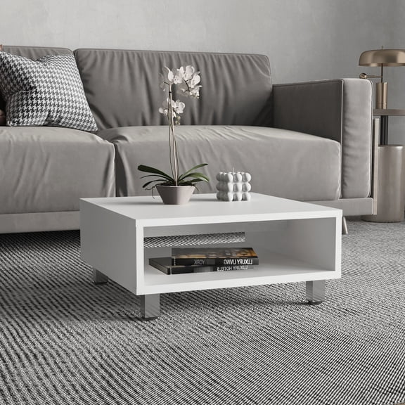 Rectangular Coffee Table with Open Shelf for Books and Decor - Ideal for Modern Homes