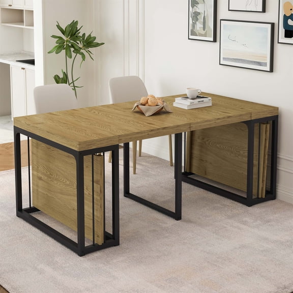 23.62" - 118" Stretching Length, Modern Extendable Dining Table,Seats 2-10 People,,Space-Saving Wood Dining Table for Kitchen/Dining Room/Living Room,,Perfect for Family Gatherings/Parties(Wild oak)
