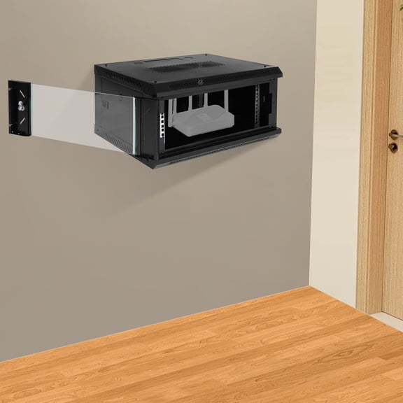 23.62*17.72*9.45in Wall Mounted Server Cabinet Black Rectangle Server Organizer Offices Schools Factories