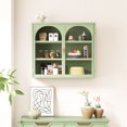 thumbnail image 1 of 23.62"/ 27.56" Wall Cabinet With 2 Glass Doors Featuring 2-tier/ 3-tier Storage Wall Cabinet With Woven Pattern For Entryway Living Room Bathroom Dining Room, 1 of 8