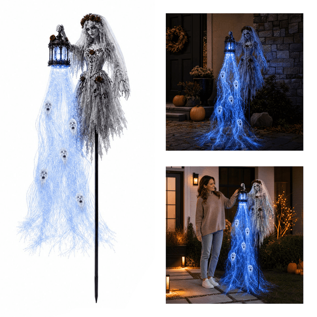 23.62 In Halloween Outdoor Ghost Garden Stake Light,Light Up Skeleton ...