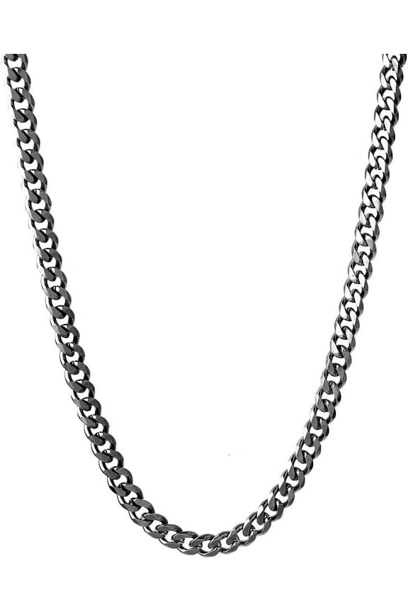 23.62 Inch 201 Stainless Steel Black Curb Link Chain Necklace Adjustable Length Stylish Modern Classic Design