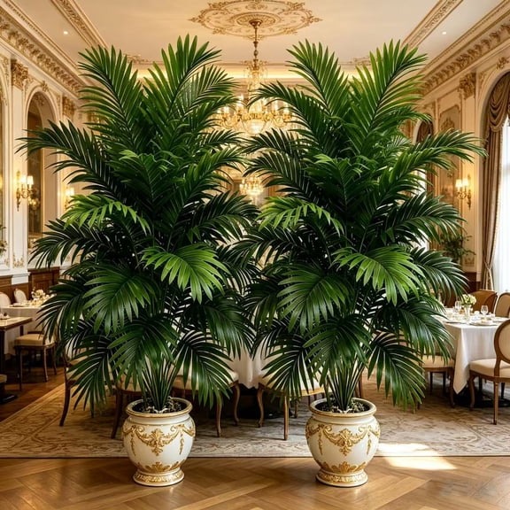 35.5 Inch Artificial Areca Palm 2 Pack - UV Resistant Faux Tropical Palm Tree for Patio Outdoor, Home Decor, Office, Living Room, No Pot Included