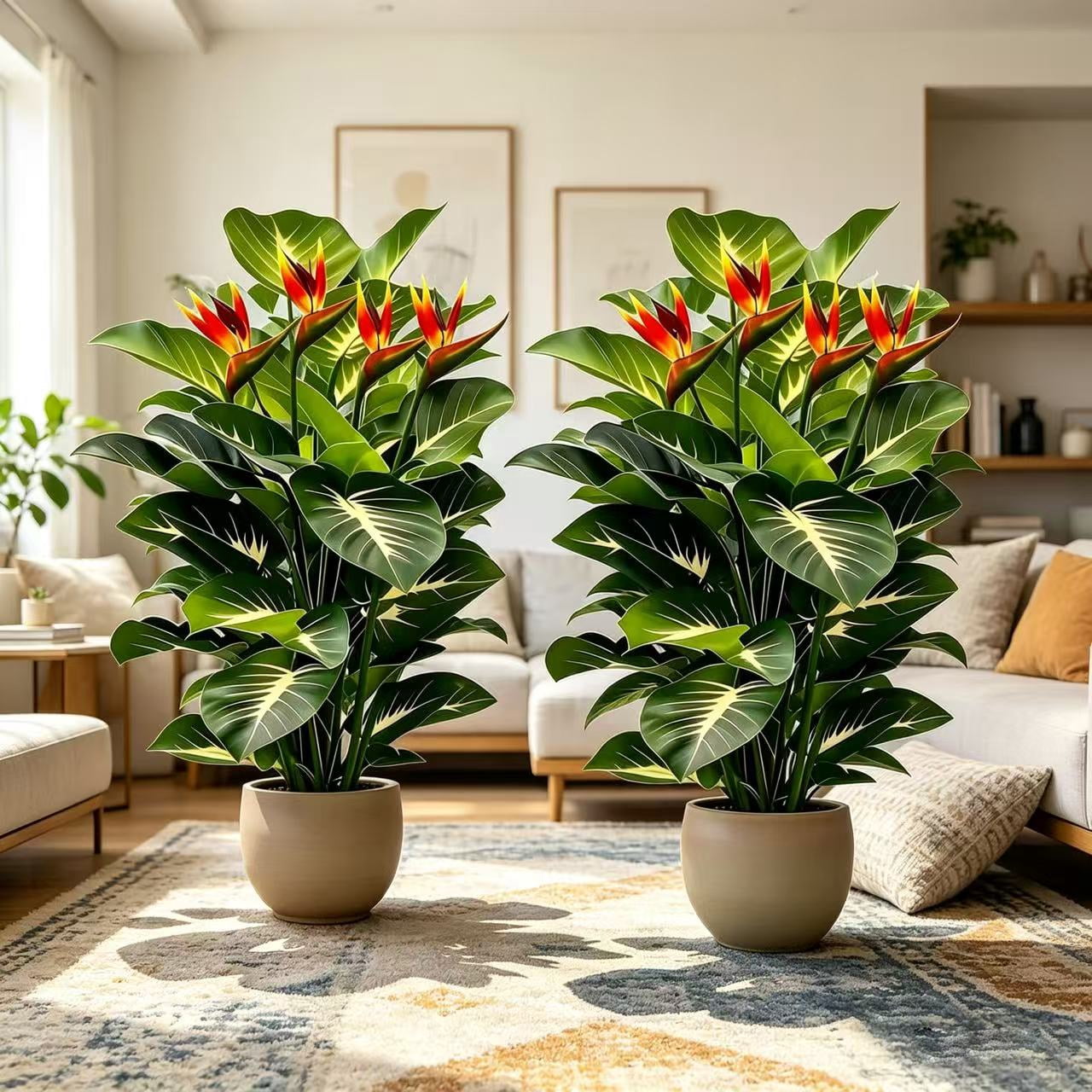 23.62 Inch Artificial Bird of Paradise Plant 2 Pack - Faux Tropical Strelitzia with Flowers, UV Resistant, No Pot Included, for Home Office Living Room Indoor Outdoor Decor