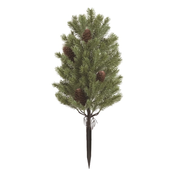23.62 Inch Artificial Cedar Topiary Trees with Ground Spike Christmas Cedar Ball Trees with Pine Cones for Outdoor Planter Indoor Outdoor Garden Yard Porch Decorations