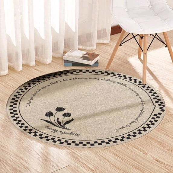 23.62 Inch Round Area Rugs Living Room Bedroom Study Computer Chair Cushion Base Mat Round Carpet Lifts Basket Swivel Chair Pad Coffee Table Rug