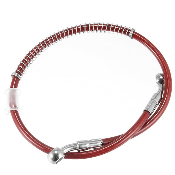 23.62" Length 10mm ID Motorcycle Hydraulic Brake Line Oil Hose Pipe Stainless Steel Braided Cable for ATV Motocross Red