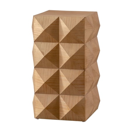 23.62" Modern Boho Side Table, Wooden Three-Dimensional Relief Coffee Table for Apartment bedrooms and Offices Natural
