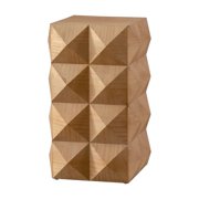 23.62" Modern Boho Side Table, Wooden Three-Dimensional Relief Coffee Table for Apartment bedrooms and Offices Natural
