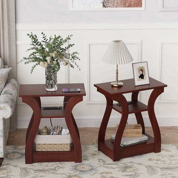 23.62''Side Table,Small End Table with Built-In Outlets for Living Room,Bedroom,Nightstand(Set of 2)