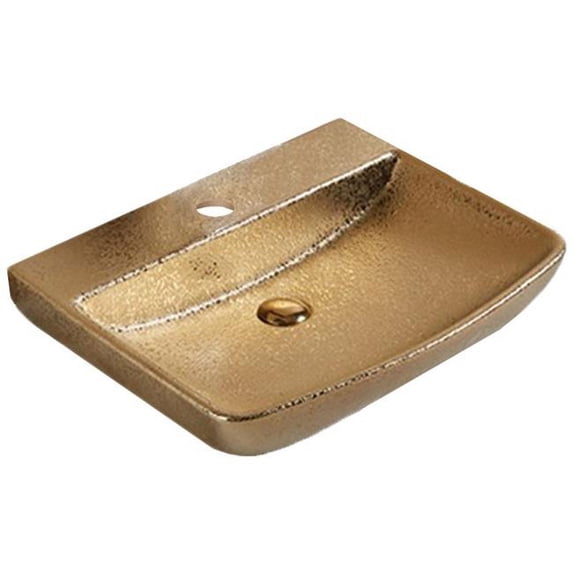 23.62 in. Rectangle Above Counter Gold Vessel for 1 Hole Center Drilling