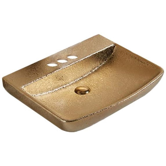 23.62 in. Rectangle Above Counter Gold Vessel for 3H4 in. Center Drilling