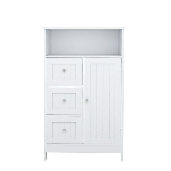 23.62 in. W. x 11.81 in. D x 39.37 in. H White Wood Linen Cabinet with Shelves and Storage