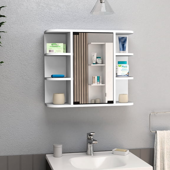 23.62 - inch wide and mirror panel - Decorative and useful - In powder room - Add a touch of elegance