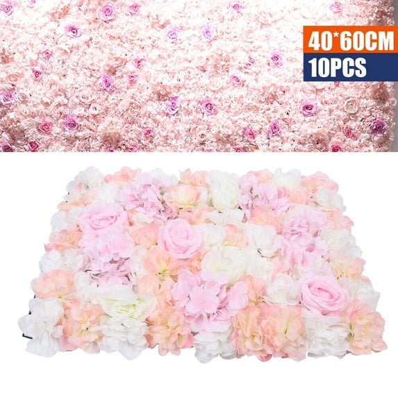 23.62"x 15.74" Artificial Flower Wall Panels,Flower Wall Mat Silk Flower Panels for Outdoor Garden Backyard Fence Fence Privacy Screen and Indoor Wall Decor(Light Pink,10Pcs)
