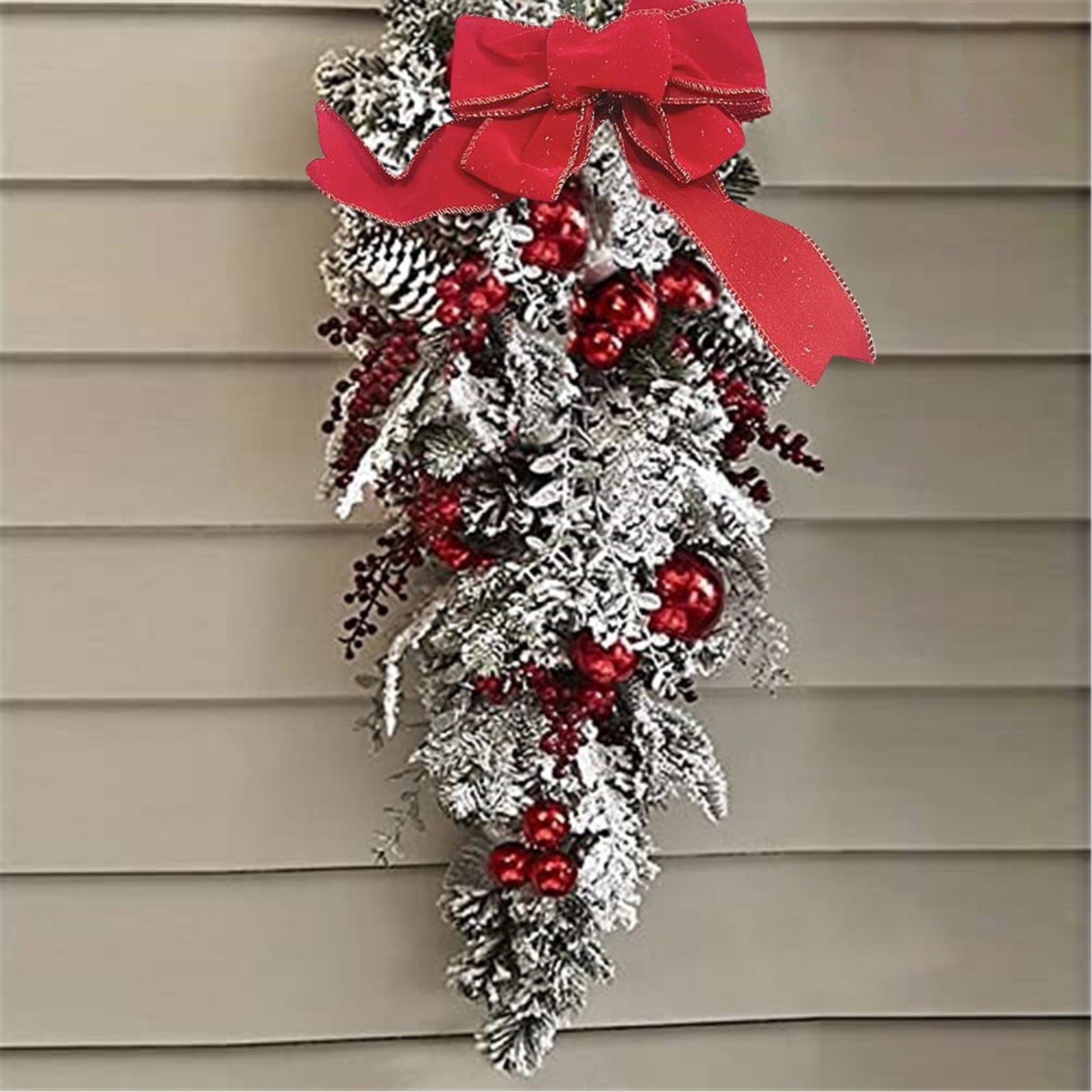 23.62cm The Cordless Prelit Red And White Holiday Trim Front Door