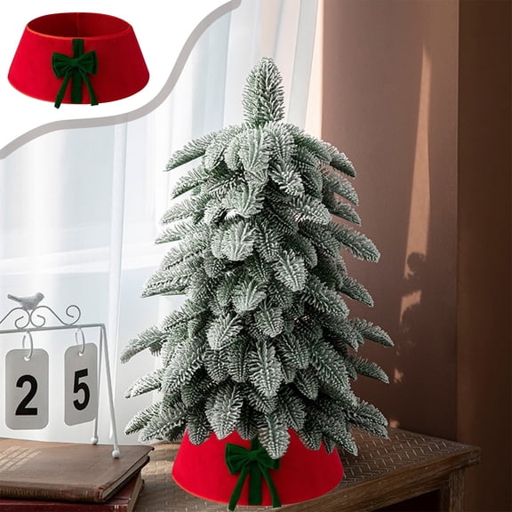 23.62x15.75x7.87in White Velvet Christmas Tree Collar with Red Bow Decoration for Tree Bottom Apron Home Commercial Use Multi-Functional