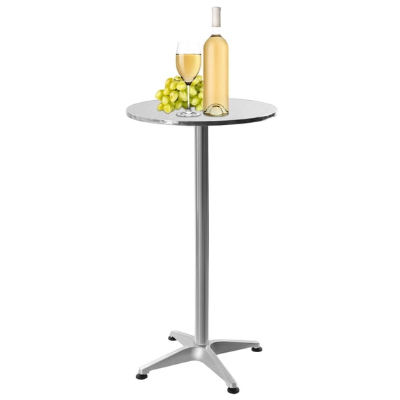 23.62x43.3inch Round Cocktail Table Foldable Bistro Pub Table, for Bar, Boat, Kitchen, Restaurant(Sliver)