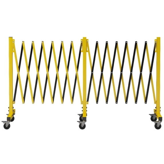 23.6FT Metal Expandable Barricade, Folding Security Gate with Casters, Portable Traffic Barricade, Mobile Safety Barrier Gate Driveway Gate, Retractable Traffic Fence Indoor Outdoor