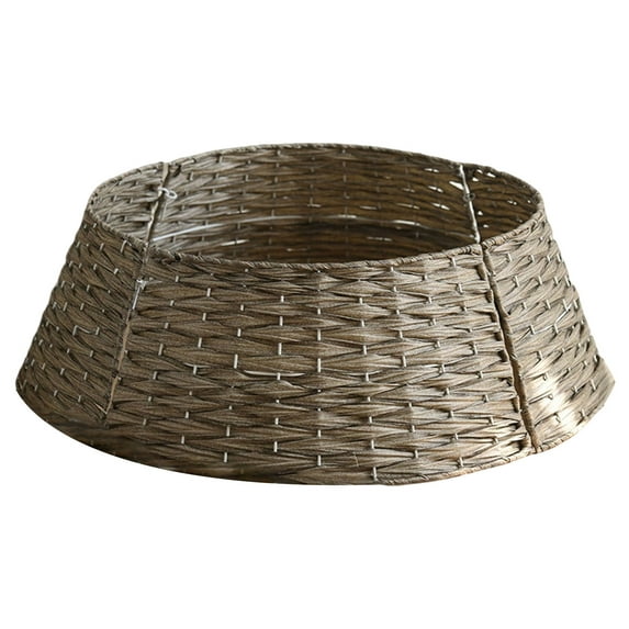 23.6In Christmas Tree Collar, Woven Hyacinth Holiday Rattan Tree Skirt Accessory for Home, for New Year Xmas Party Holiday Decorations Home Yard Indoor Outdoor Ornaments, Gray