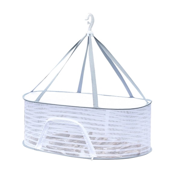 23.6Inch Drying Net, 1 Layer Hanging Drying Net for Herbs, Collapsible Mesh Dryer for Flowers Vegetables Herbs, Compact Plant Drying Rack for Small Gardens(White)