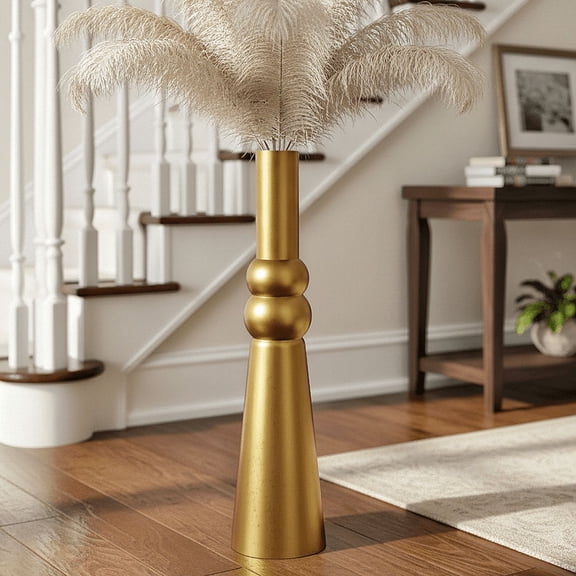 23.6Inch Gold Floor Vase – Modern Minimalist Decorative Resina Vase for Living Room, Bedroom, Office, Faux Flowers, Table, Mantel, Entryway