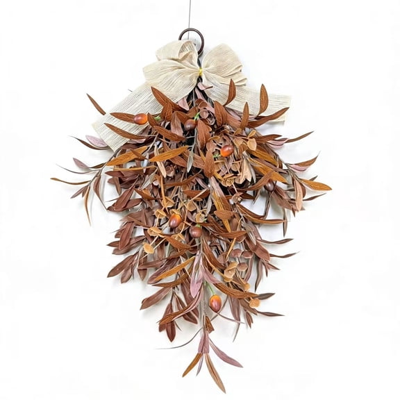 23.6in Fall Olive Branch Hanging Rattan Vine, Autumn Foliage Swag for Wall Mantle Decoration, Artificial Greenery Garland for Home Interior Accent