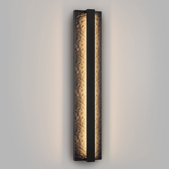 23.6in Long Outdoor Modern LED Wall Lights, Hammered Wrought Iron and Aluminum, 3000K Linear Exterior Lighting Fixtures Wall Mount Waterproof Outside Sconce for House Porch Patio Garage