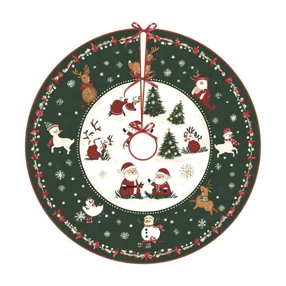 23.6in Washable Christmas Tree Skirt – Soft Short Plush Holiday Tree Rug with Printed – Durable Round Tree Mat, Festive Floor Decoration