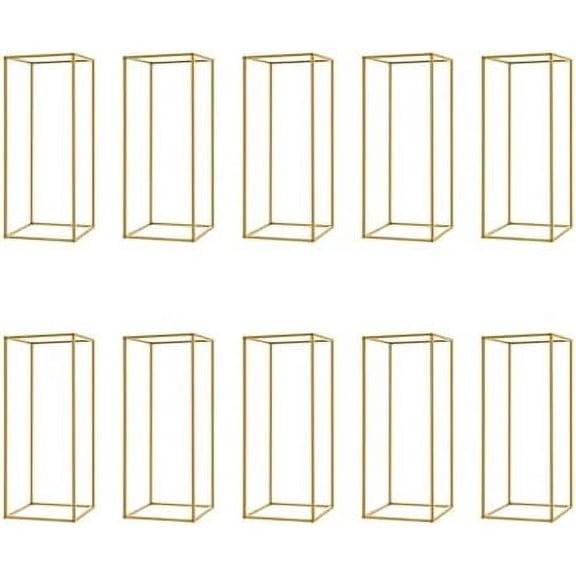 23.6inch 10pcs Gold Wedding Flower Stand, Metal Column Flower Stand, Tall Geometric Centerpieces Vase for Table, Party Wedding Decorations Flower Rack for Decorating Weddings, Birthday Parties