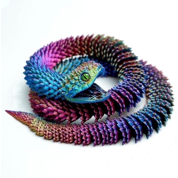 23.6inch 3D Printed Snake Models,Movable Teeth,Flexible Joint Animal lacertid Figurines, Stress Relief, Fidget restlessness, ADHD Toys, Surprise Fantasy Gifts