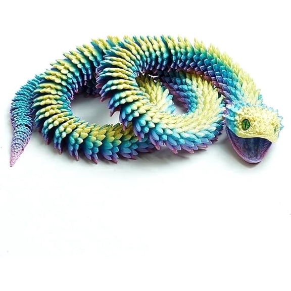 23.6inch 3D Printed Snake Models,Movable Teeth,Flexible Joint Animal lacertid Figurines, Stress Relief, Fidget restlessness, ADHD Toys, Surprise Fantasy Gifts