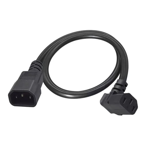 23.6inch IEC320 C14 Male Port to C13 Female Power Cord 90 Degree Upward Bend Extension Wire Converters Cable Line